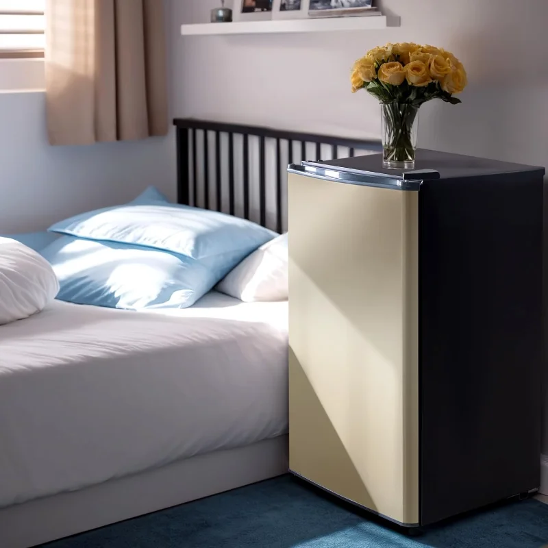 3.2 Cu.Ft Small Fridge with Freezer, Reversible Door Compact Refrigerator, Energy-saving, Low Noise, Mini fridge for Bedroom