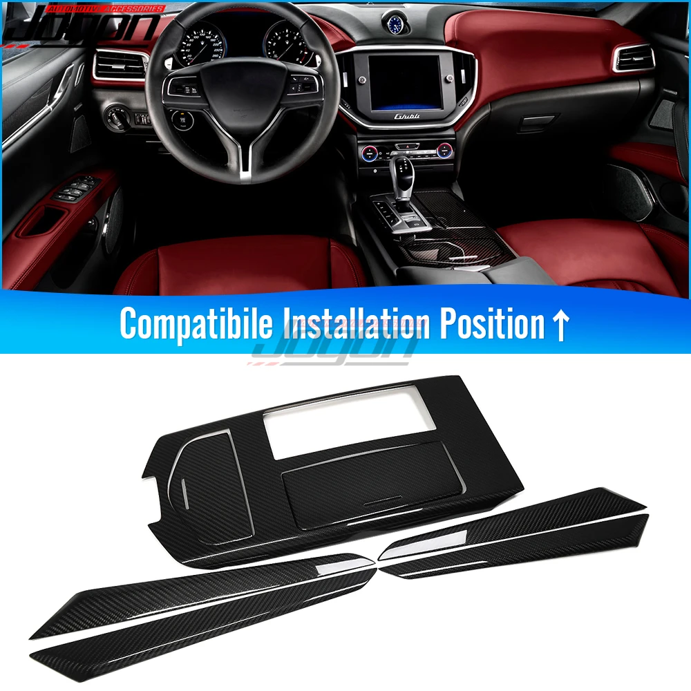 Carbon Fiber Interior Trim For Maserati Ghibli 2014-2021 Car Control Console Gear Shift Panel Knob Cup Holder Cover Accessories