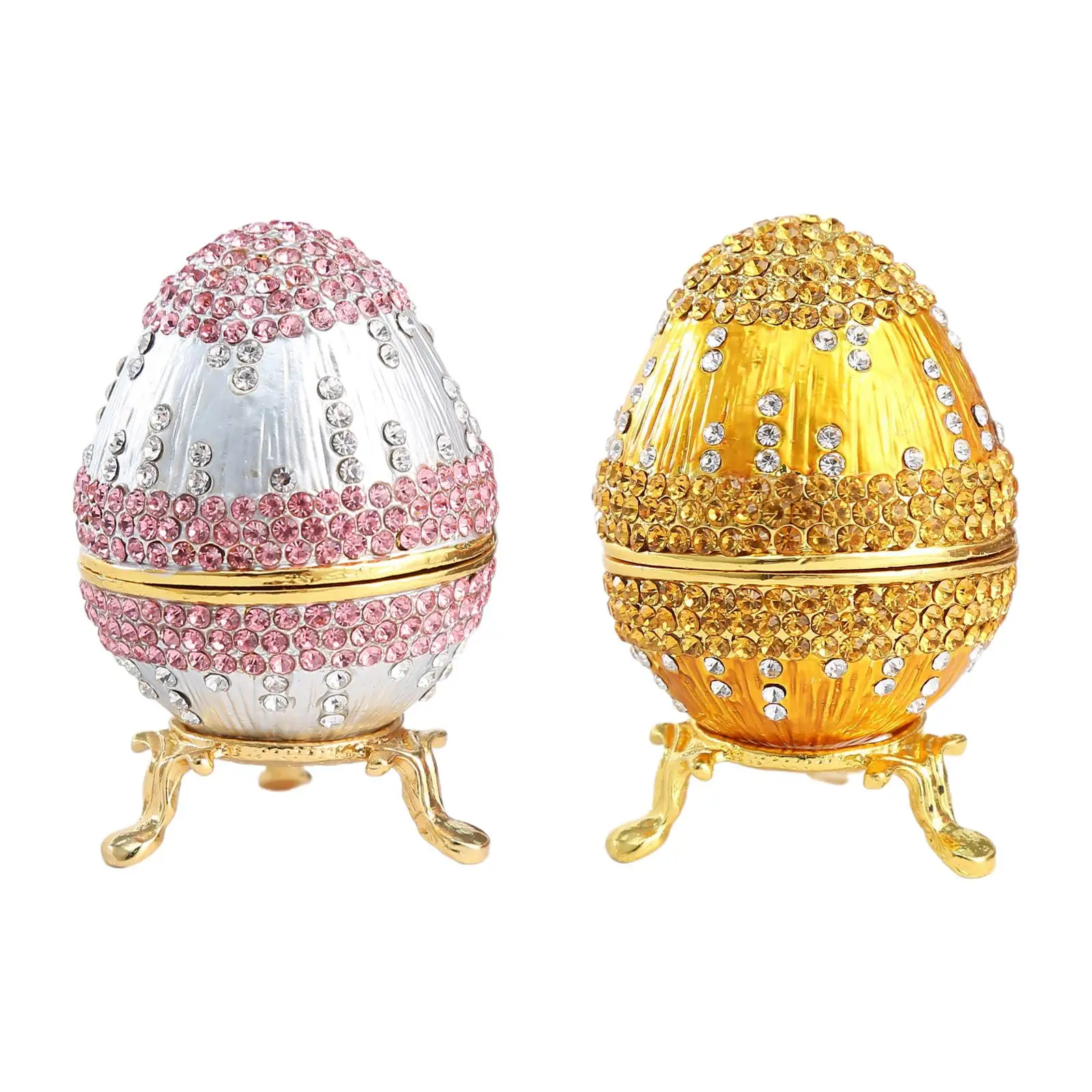 Enameled Jewelry Box Jewelry Storage Box Tabletop Ornate Egg Trinket Box Keepsake for Pendants Bracelets Earrings Charms Gift