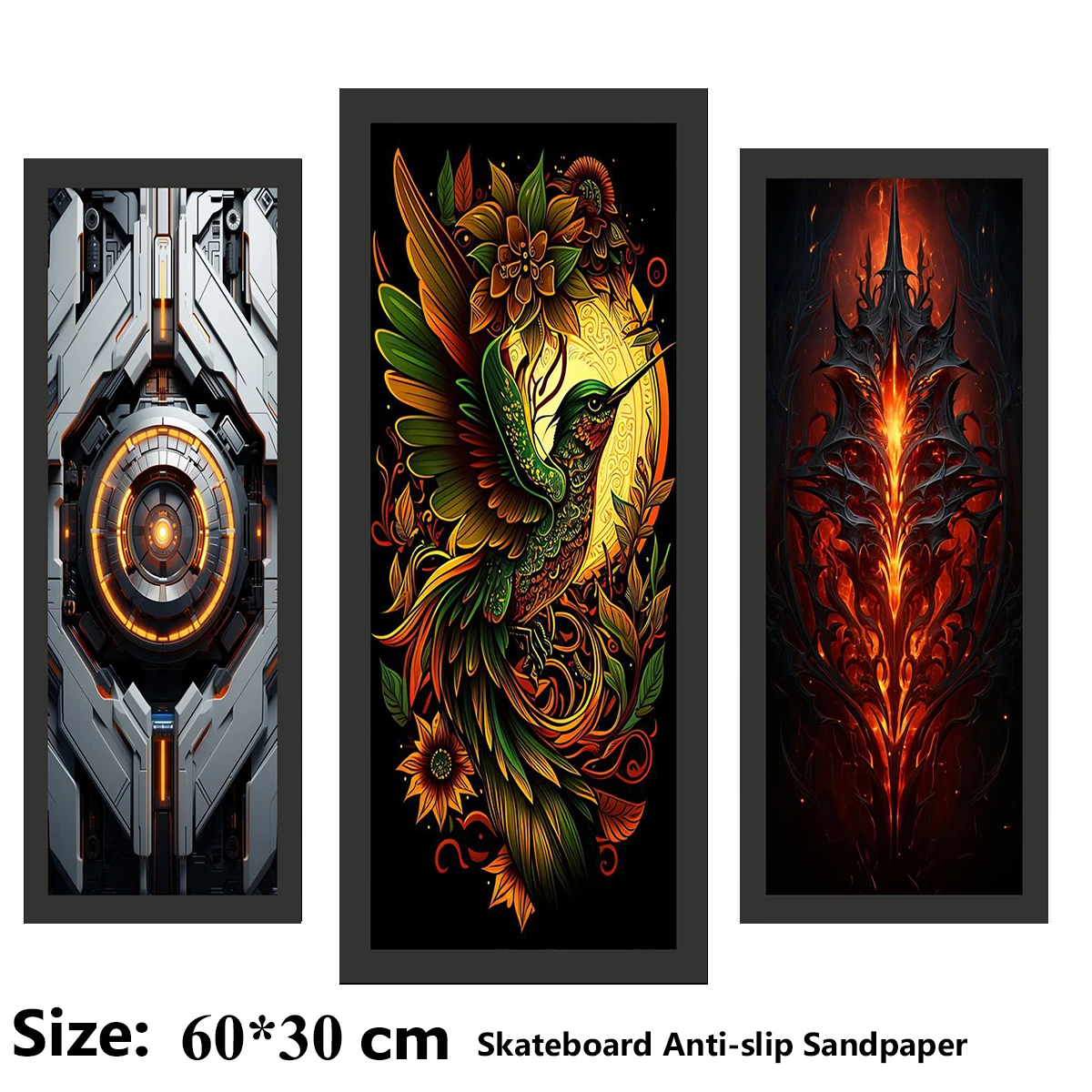 Legal pássaro totem mecha padrão scooter elétrico antiderrapante adesivo lixa skate aperto fita folha 60*30cm