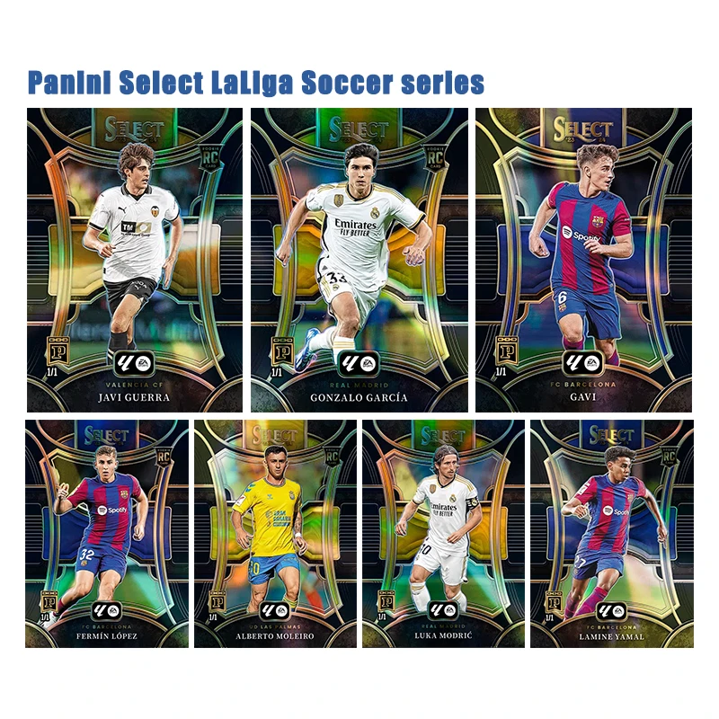 

Коллекционные флеш-карты Panini Select La Liga: Серия DIY для самостоятельного изготовления, с изображениями Альберто Молейро, Фермина Лопеса, Гави, Ямала. Игрушки-подарки.