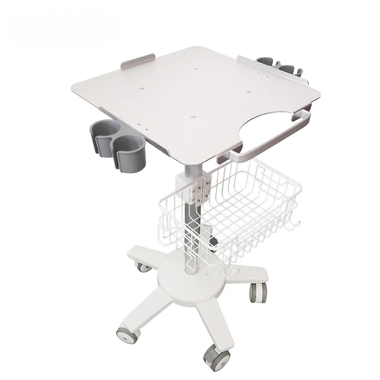 High Quality Steel Structure Base 360 Rotating Noiseless Caster Aluminum Tray Medical Trolley