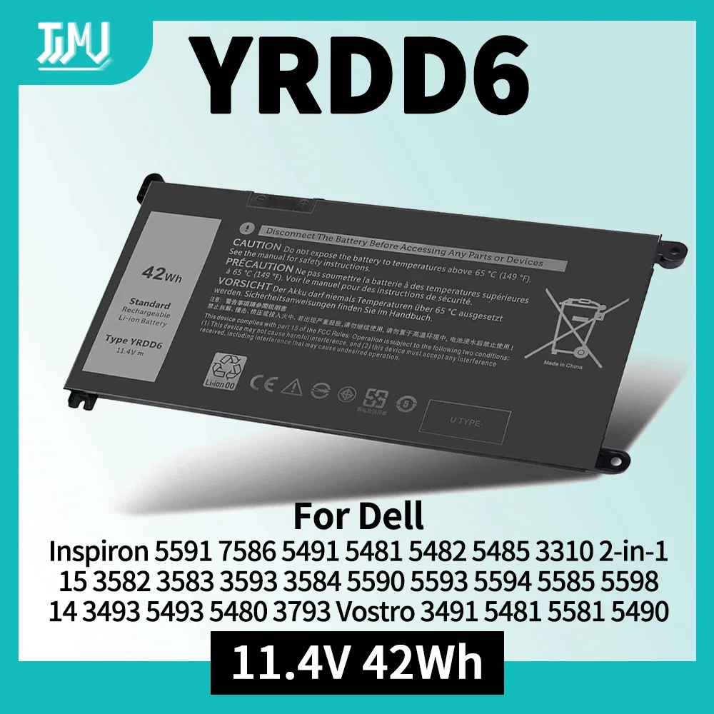 

YRDD6 Battery for Dell Inspiron 5591 7586 5491 3310 2-in-1 15 3582 3583 5590 5593 14 3493 5493 5480 Vostro 3491 5481 5581 5490