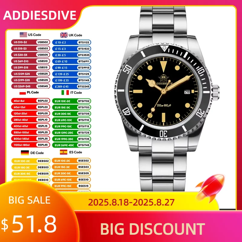 ADDIESDIVE Luxury Watch For Man Waterproof Luminous Stainless Steel Ceramic Beze Men Watch Casual Quartz Mens Watches Male Clock