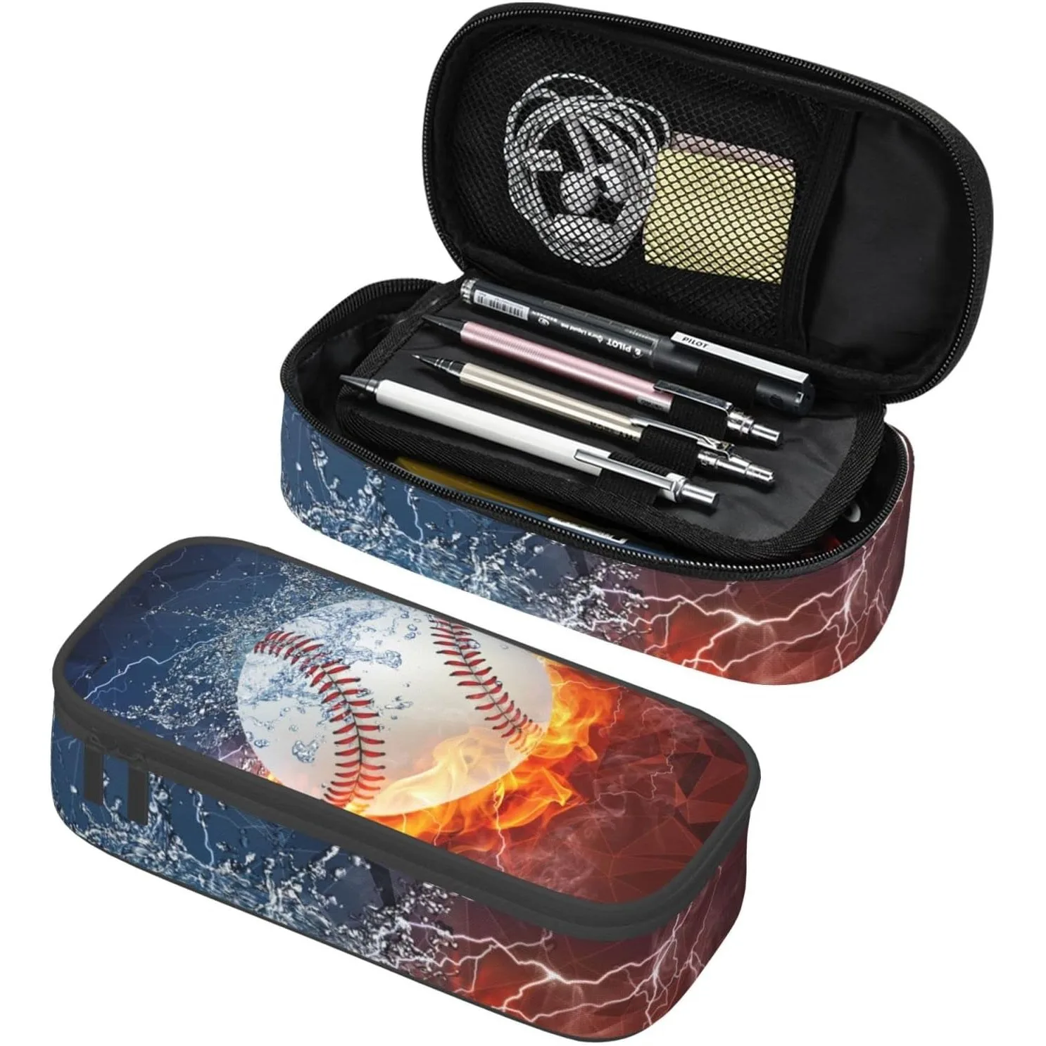 

Baseball Pencil Case Sports Pencil Box Large Capacity Durable Pencil Pouch Storage Pen Bag Stationary Case with Double Zippers