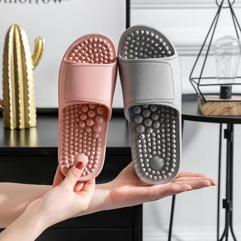 

New Women Foot Massage Slippers Men Concise Slides Couples Indoor Bathroom Non-slip Shoes Casual Home Soft Platform Sandals