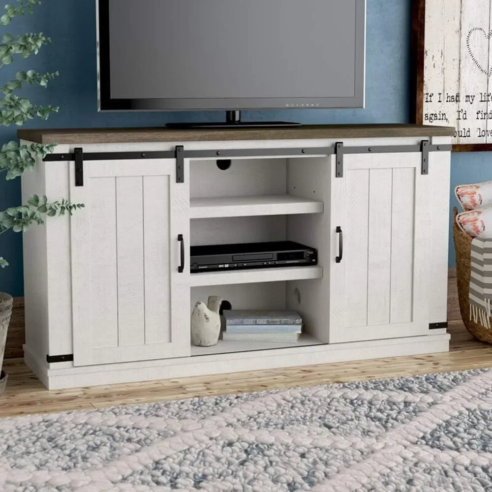 Television Stands Entertainment Centers Modern Farmhouse Wood TV Stand for TVs up to 65 Inch, Home Living Room Storage Table