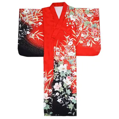 Retro vestido longo cosplay traje fotografia wear feminino cor vermelha estampas florais japão tradicional quimono manga longa yukata