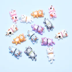 Cabochon Flatback Mini Kawaii Miniature Long Tailed Cat Pendant Charms Resin For Handmade Bracelets Necklace Earring DIY Jewelry