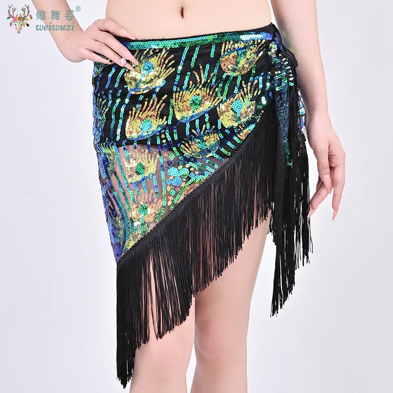 벨리댄스 연습용 액세서리 여성용 삼각형 스팽글 태슬 힙 스카프 성인 및 어린이용 오리엔탈 삼바 댄스 벨트