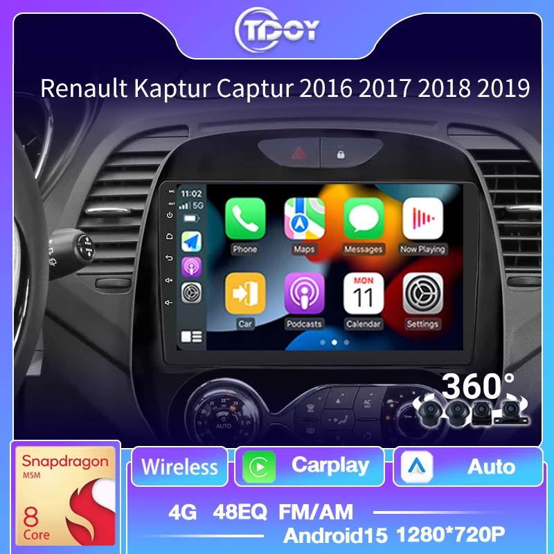 

For Renault Kaptur Captur 2016 2017 2018 2019 Carplay Android Auto Car Radio GPS Navigation DSP Multimedia Video Player 4G WIFI