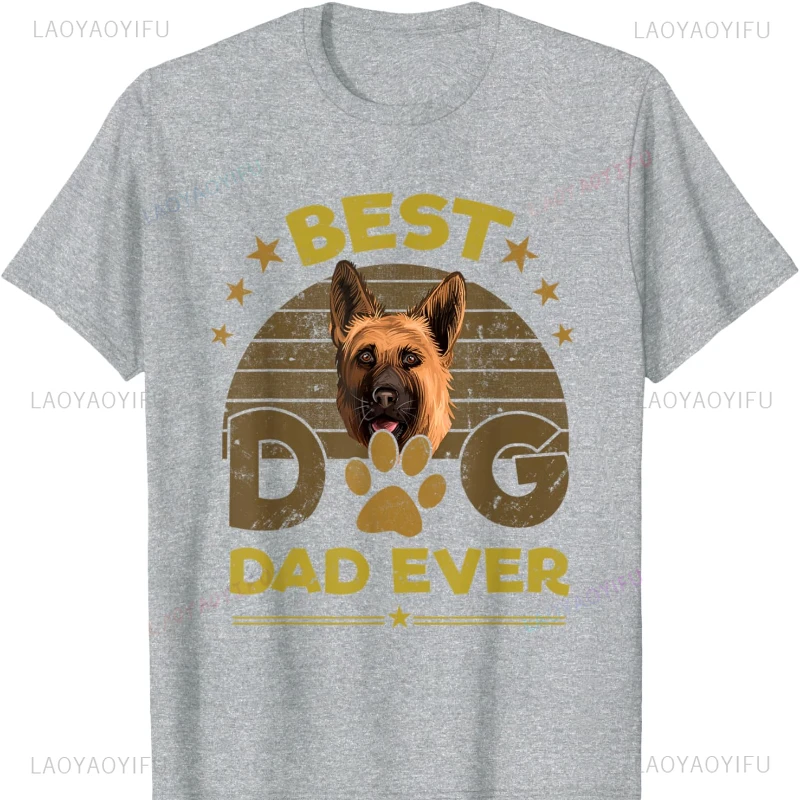 Best German Shepherd Dog Dad Ever Gift for Men Cotton T-Shirt Graphic T Shirts  Clothes Outdoors Regular Harajuku Tops unisex