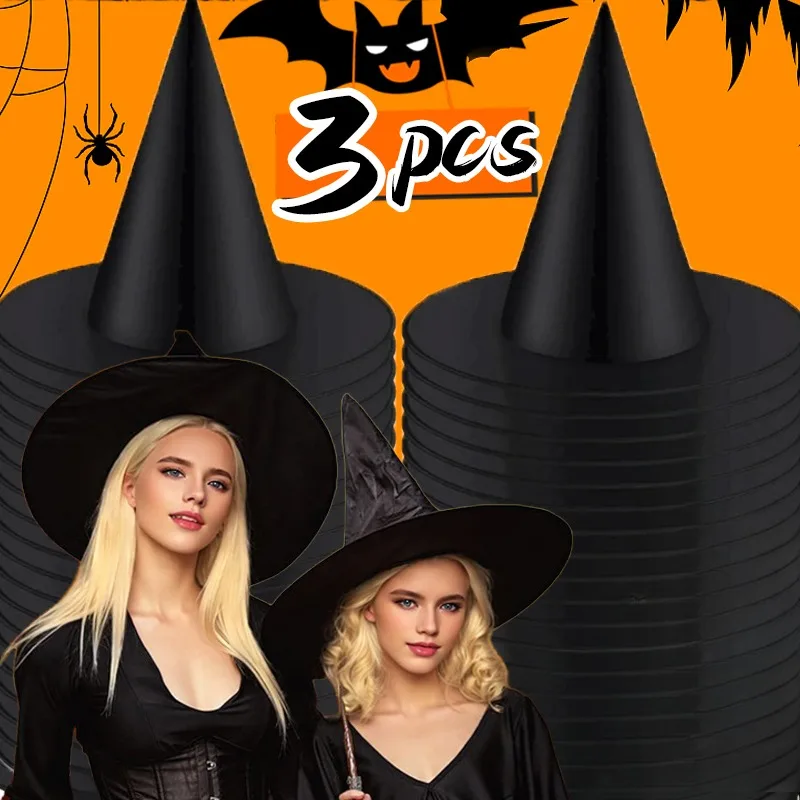 1/3Pcs Family Pack Halloween Witch Hats for Women Men Children Party Supply Cosplay Costume Prop Decorations Cosplay Wizard Caps