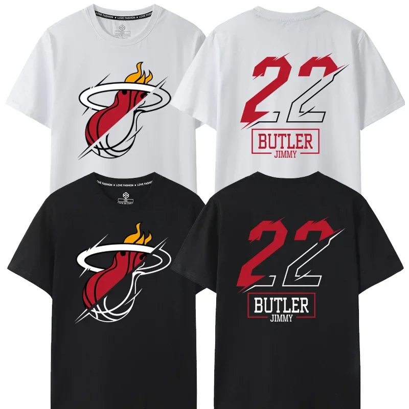

23 Season Finals Heat Butler No. 22 T-shirt Men's Basketball Training Short Sleeve Sports Cotton Loose Summer T-shirt