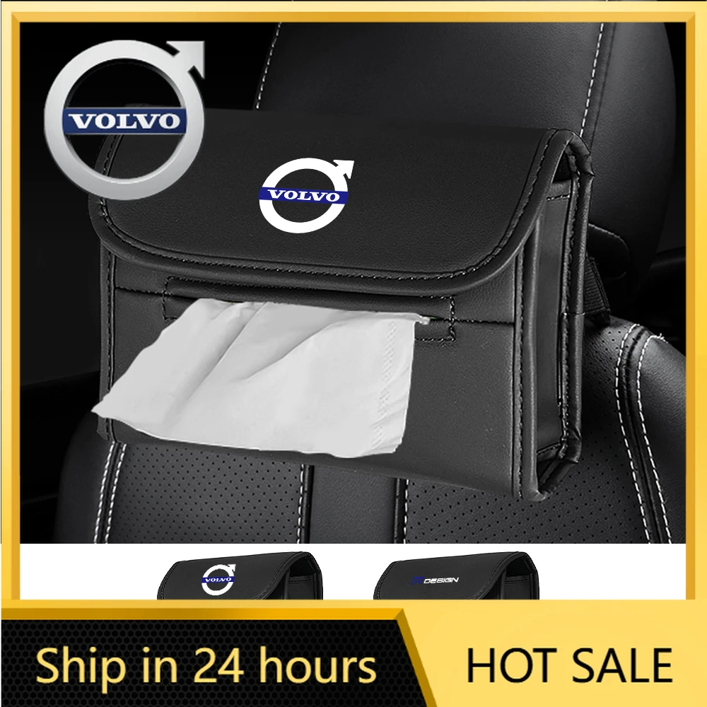 

Steering Covers Car Tissue Box Holder Leather Napkin Box Auto Back Seat Paper Towel Organizer With Fix Strap For Volvo RDESIGN X
