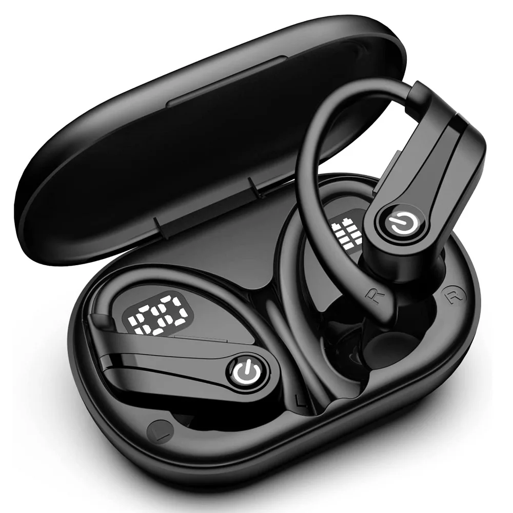 

Спортивные наушники, гарнитура-вкладыш Bluetooth 5.4 с крючком, стереонаушники CVC 8.0 с шумоподавлением, водонепроницаемость IPX7 для занятий спортом