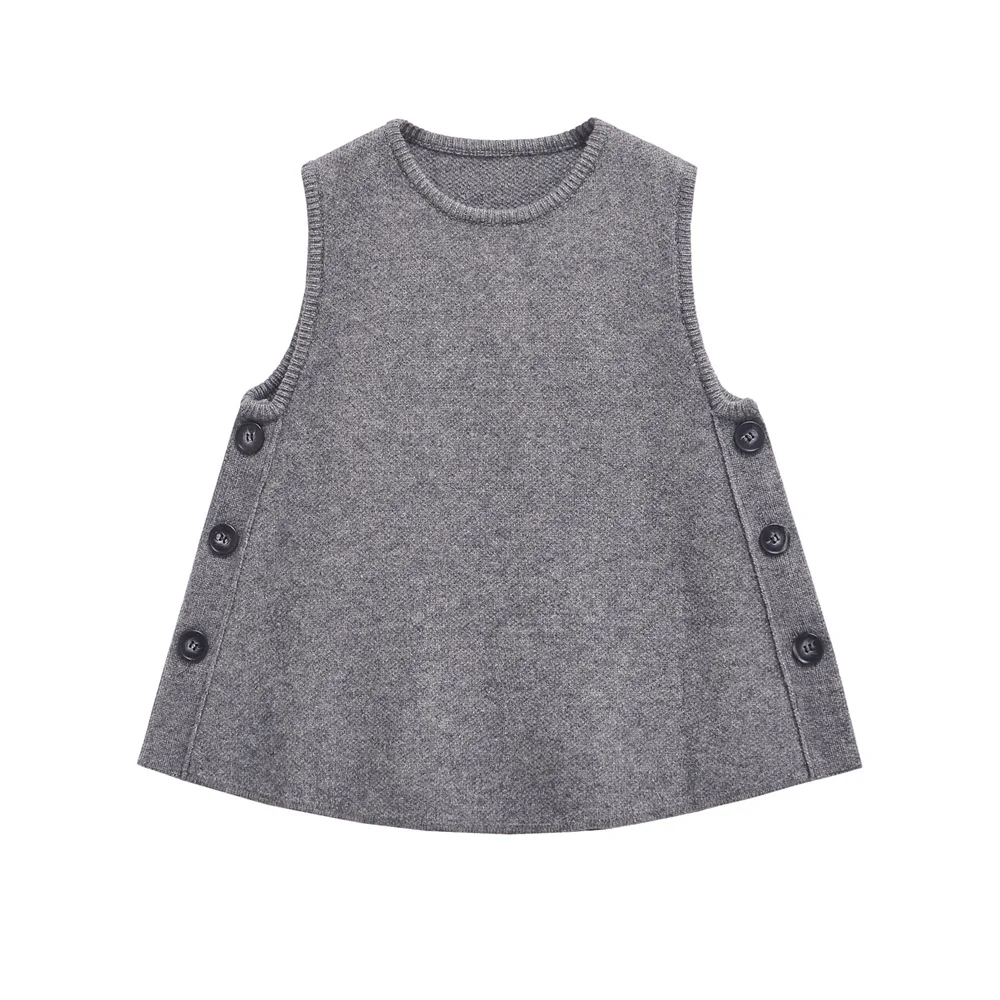 

UNIZERA Women's Side Button Top Tank Top Solid Color Decoration Spring/Summer New Product Casual Women's Wear