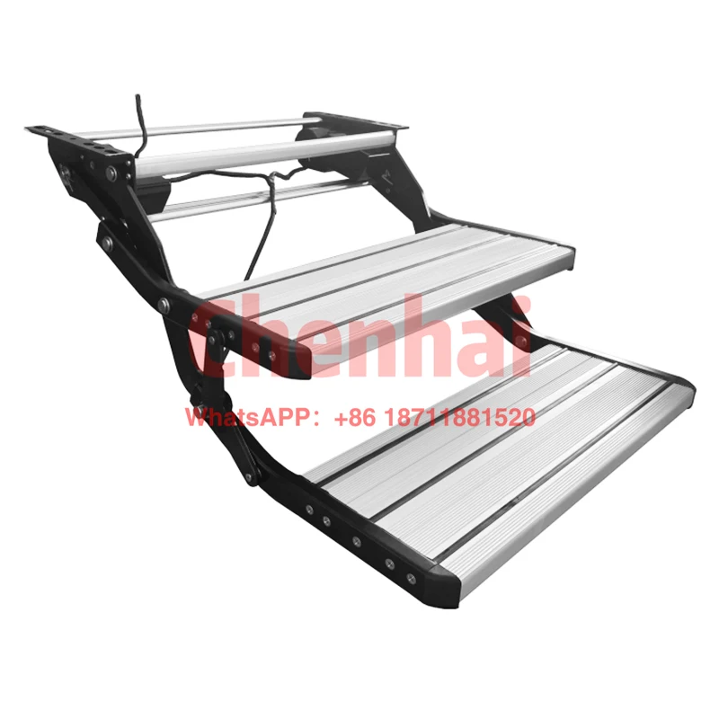 

Custom Width/Height RV Foldable Side Step of Camper Travel Trailer with Aluminum Anti-slip Four Steps for Motorhome RV Side Step