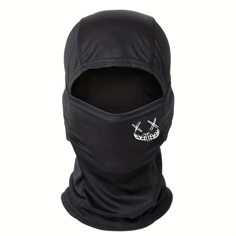 1/5PC meerkleurige Edgy Grin bivakmuts, geschikt voor buitenliefhebbers - stijlvol ontwerp in punkstijl, perfect om te fietsen