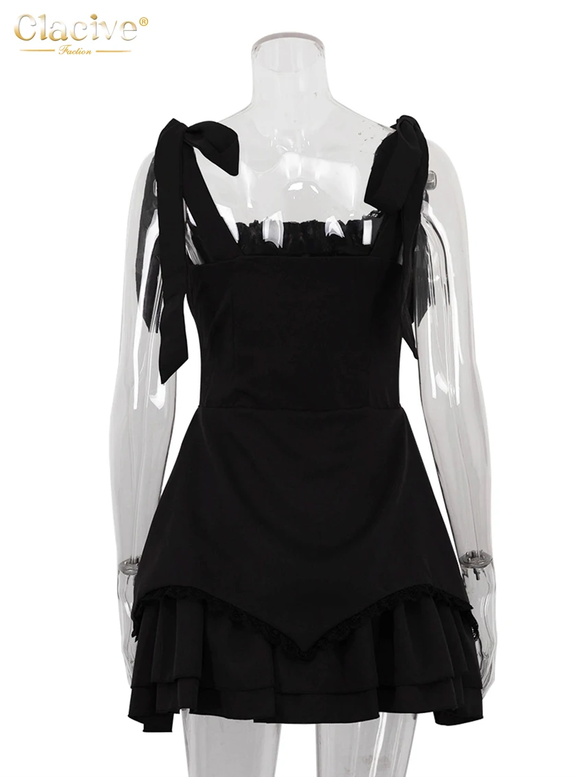 ClacMarkets-Robe plissée taille haute pour femme, robe de soirée élégante, mode féminine, mince, noir, sangle, fibre, mini, été, 2024