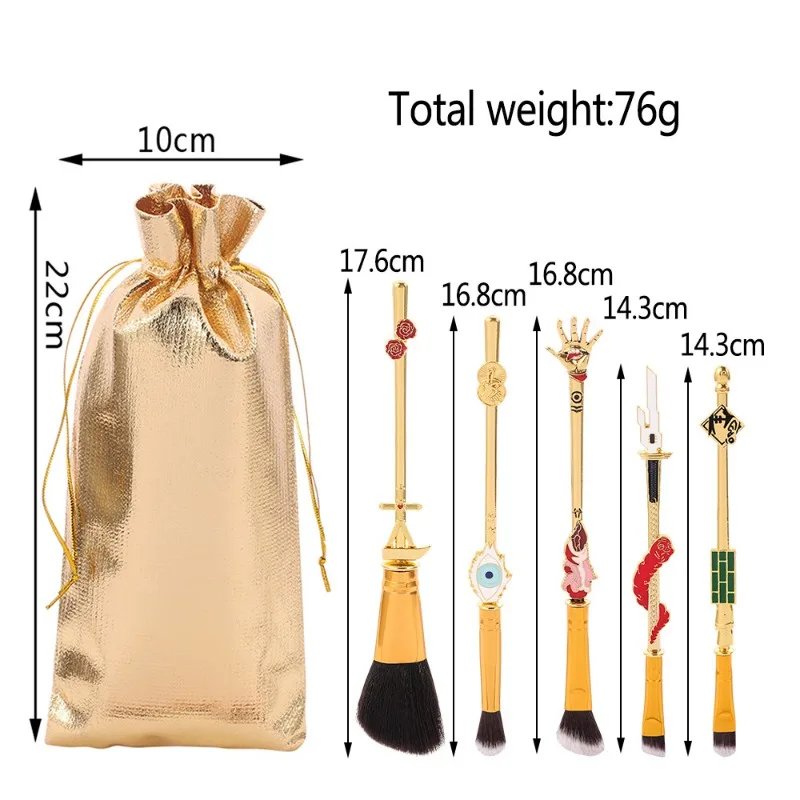 

5pcs/set Jujutsu Kaisens Makeup Brush Japanese Anime Character Cosplay Women's Accessories Makeup Tool Belt Bag Birthday Gift