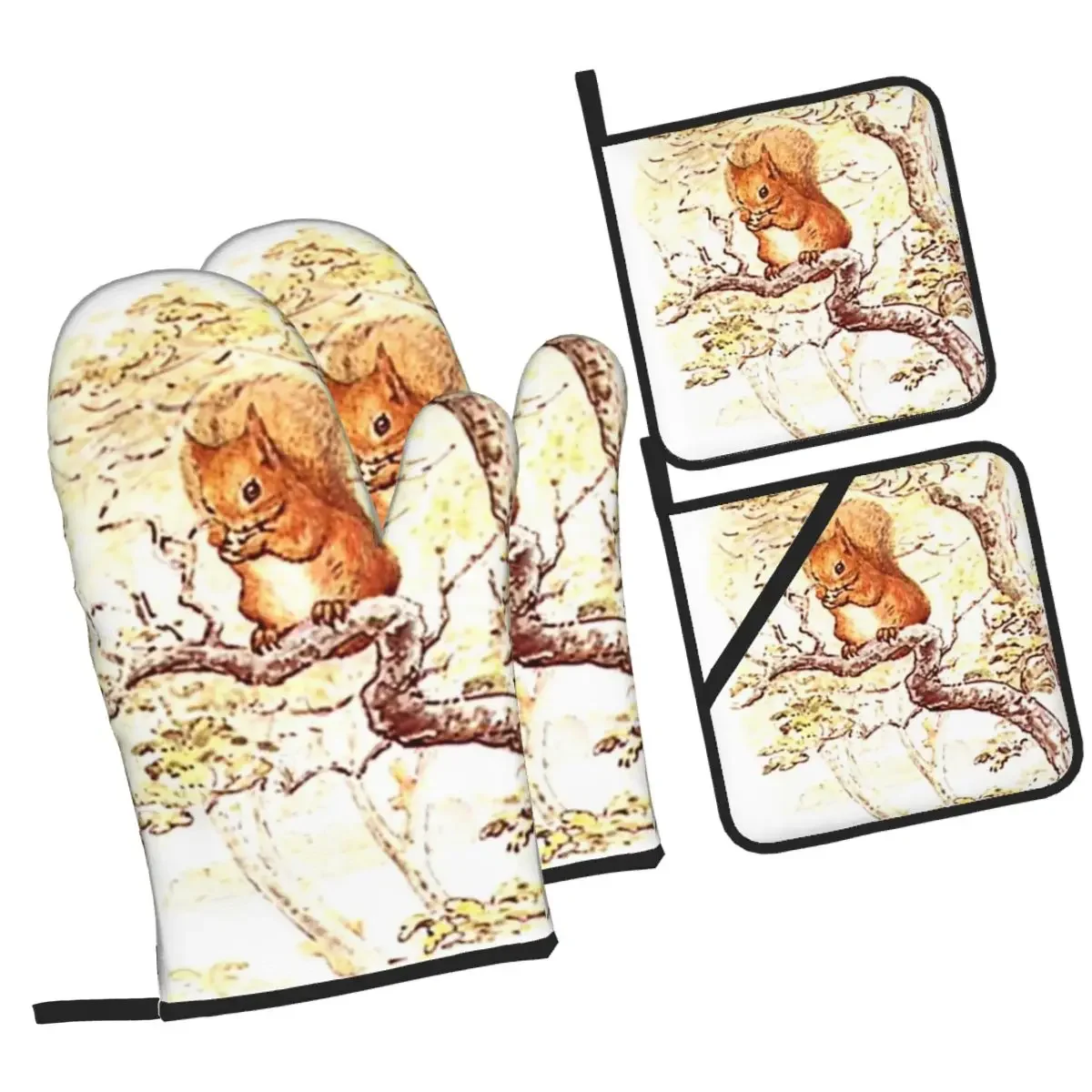 

Oven Mitts and Pot Holder Sets of 4 for Baking Kitchen Cooking BBQ Resistant Non-Slip Gloves