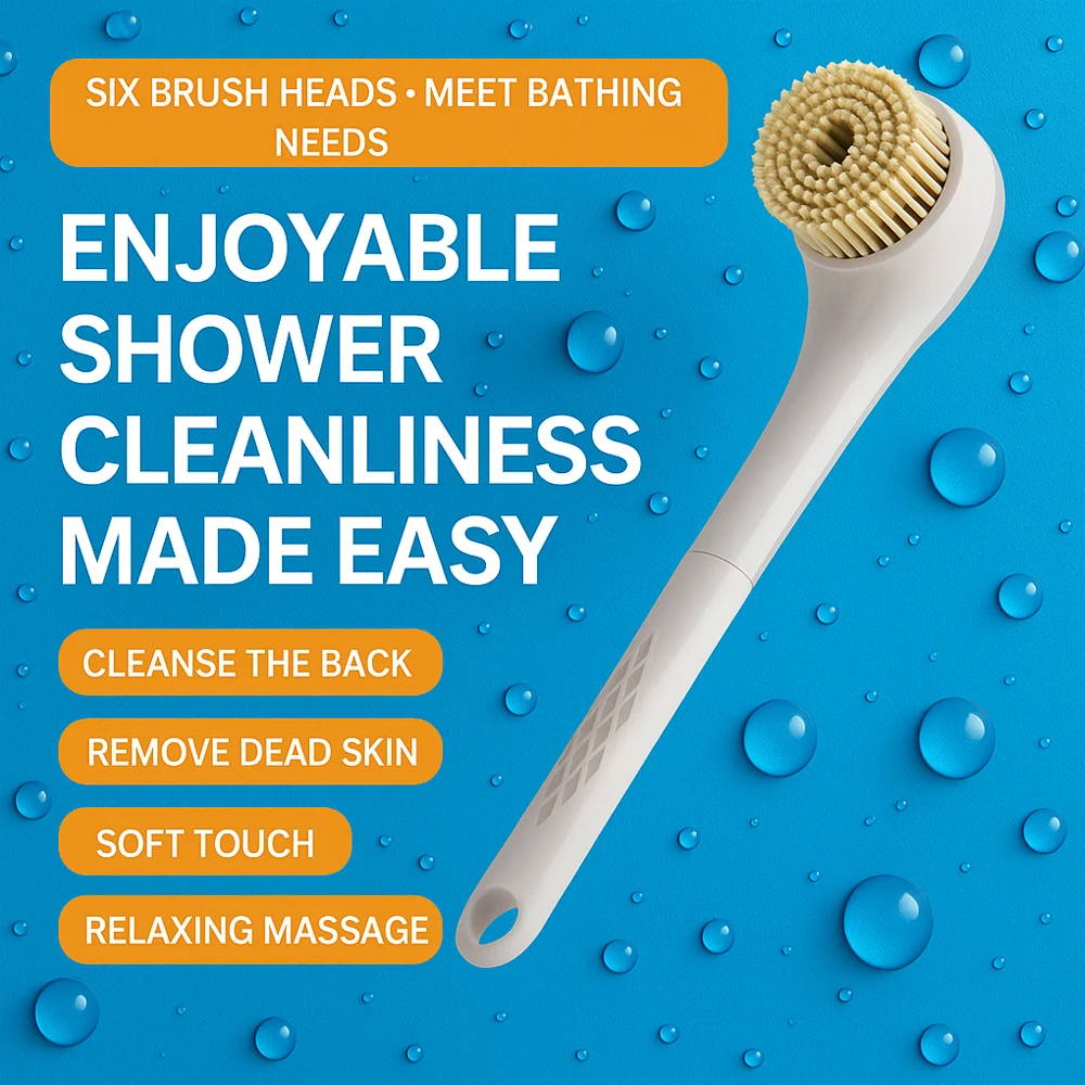 

Электрическая щетка для ванны с 6 сменными насадками на 360° ° Вращающийся скребок для тела IPX7 Водонепроницаемый Type-C Перезаряжаемый ﻿