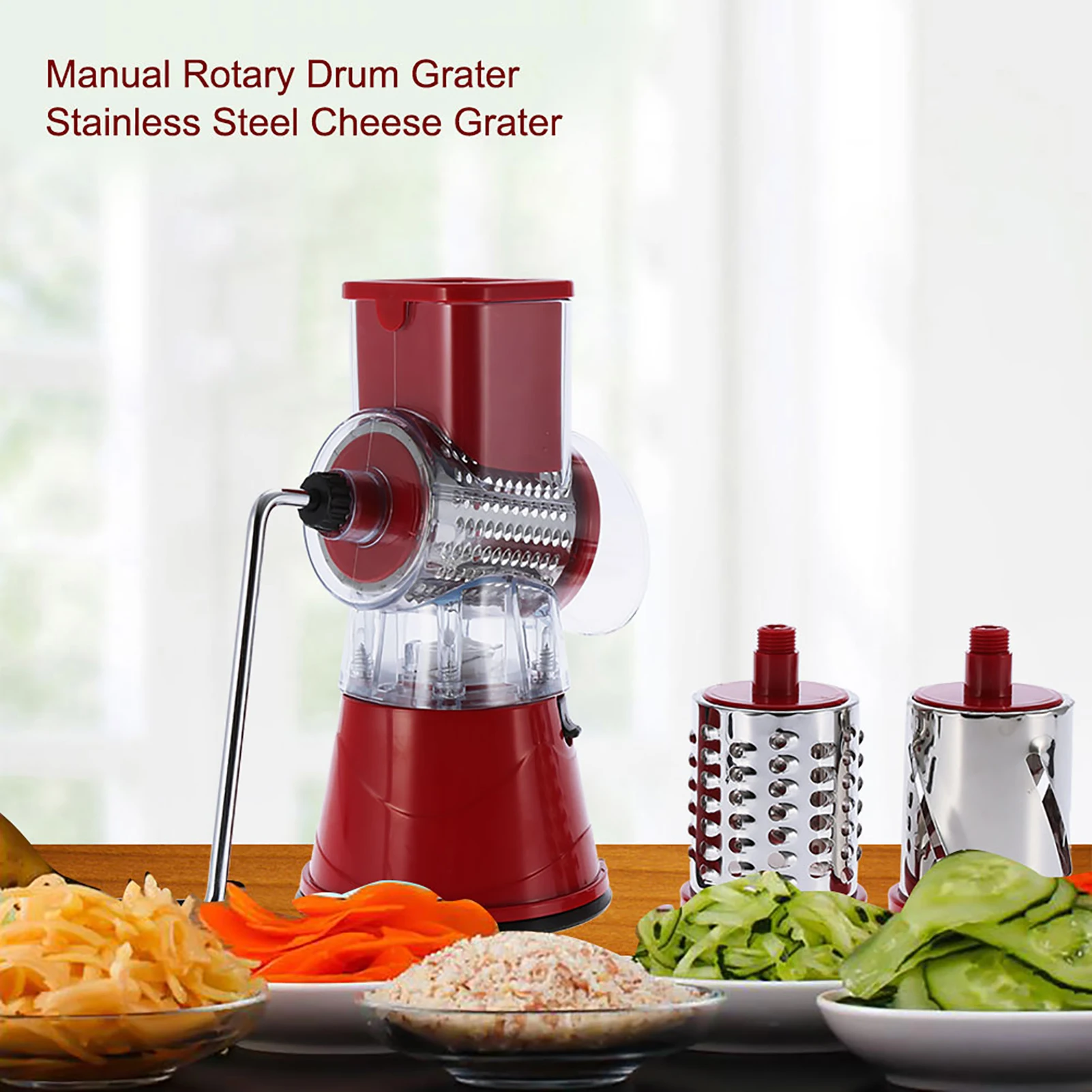 

Ручная роторная барабанная терка из нержавеющей стали, терка для сыра, резак для овощей, инструмент для нарезки, терка для сыра из нержавеющей стали