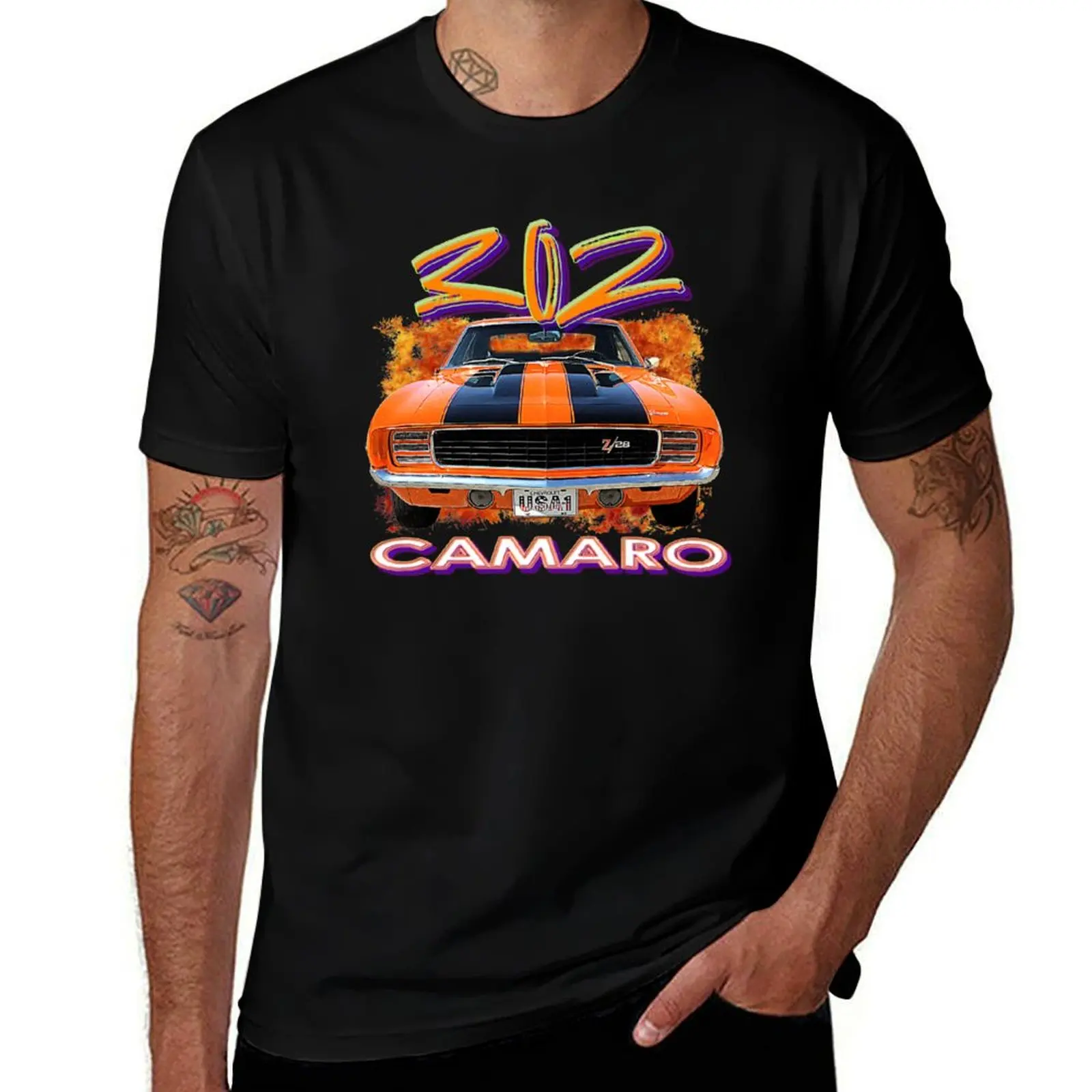 

302 Chevy Camaro Z28 Art T-Shirt tops anime figures cheap stuff oversized t shirt men