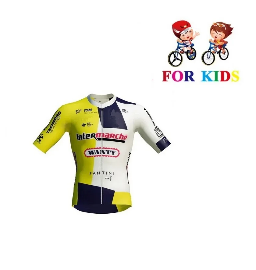 KID'S 2024 INTERMARCHÉ-WANTY TEAM Children Cycling Jersey Short Sleeve Bicycle Clothing With Shorts Ropa Ciclismo