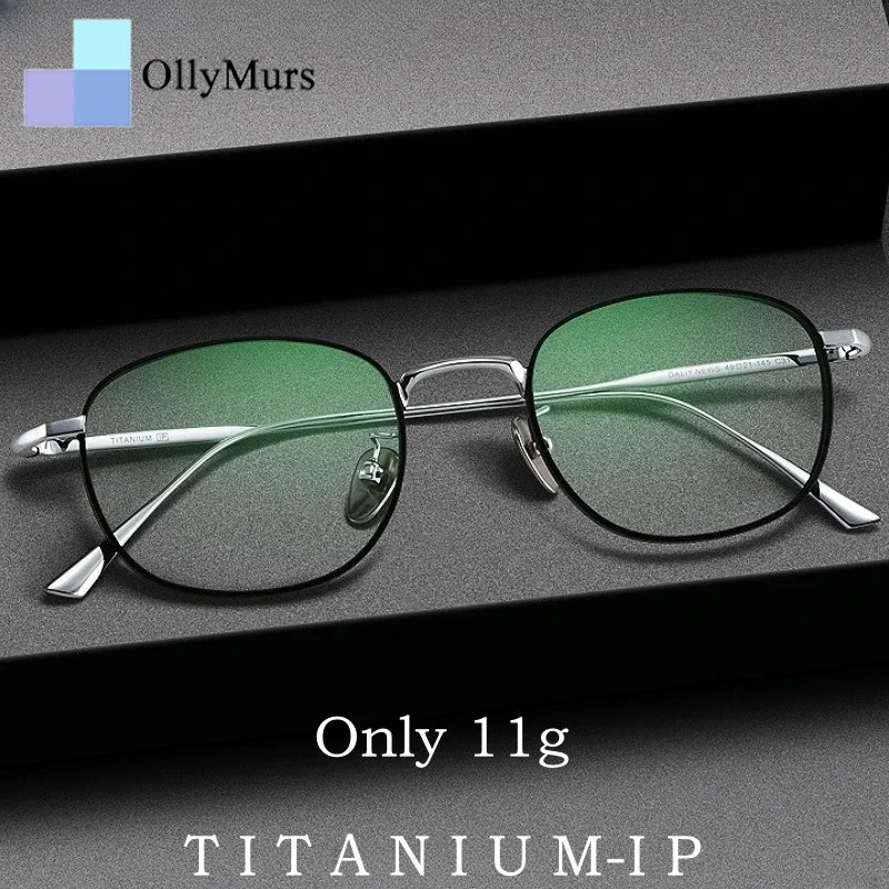 

OLLYMURS Ultralight Glasses Frames for Men Casual Small Luxury Eyeglasses Women Retro Round Pure Titanium Optical Prescription