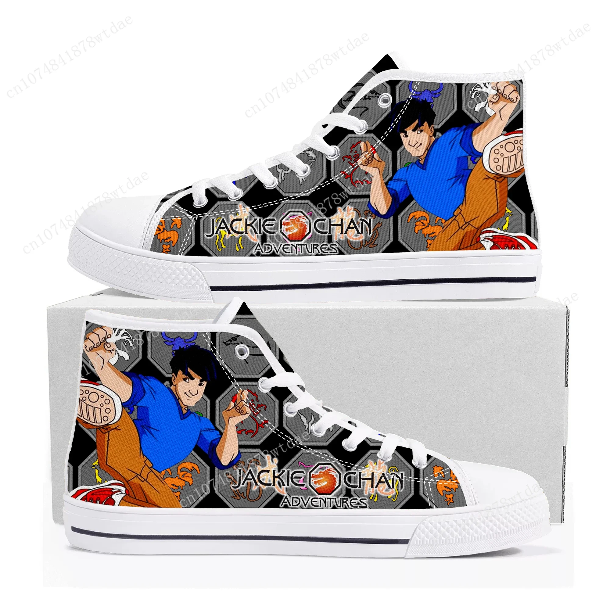 Jackie Chan Adventures High Top Sneakers Mens Womens Teenager High Quality Canvas Sneaker Comics Manga Couple Customized Shoes