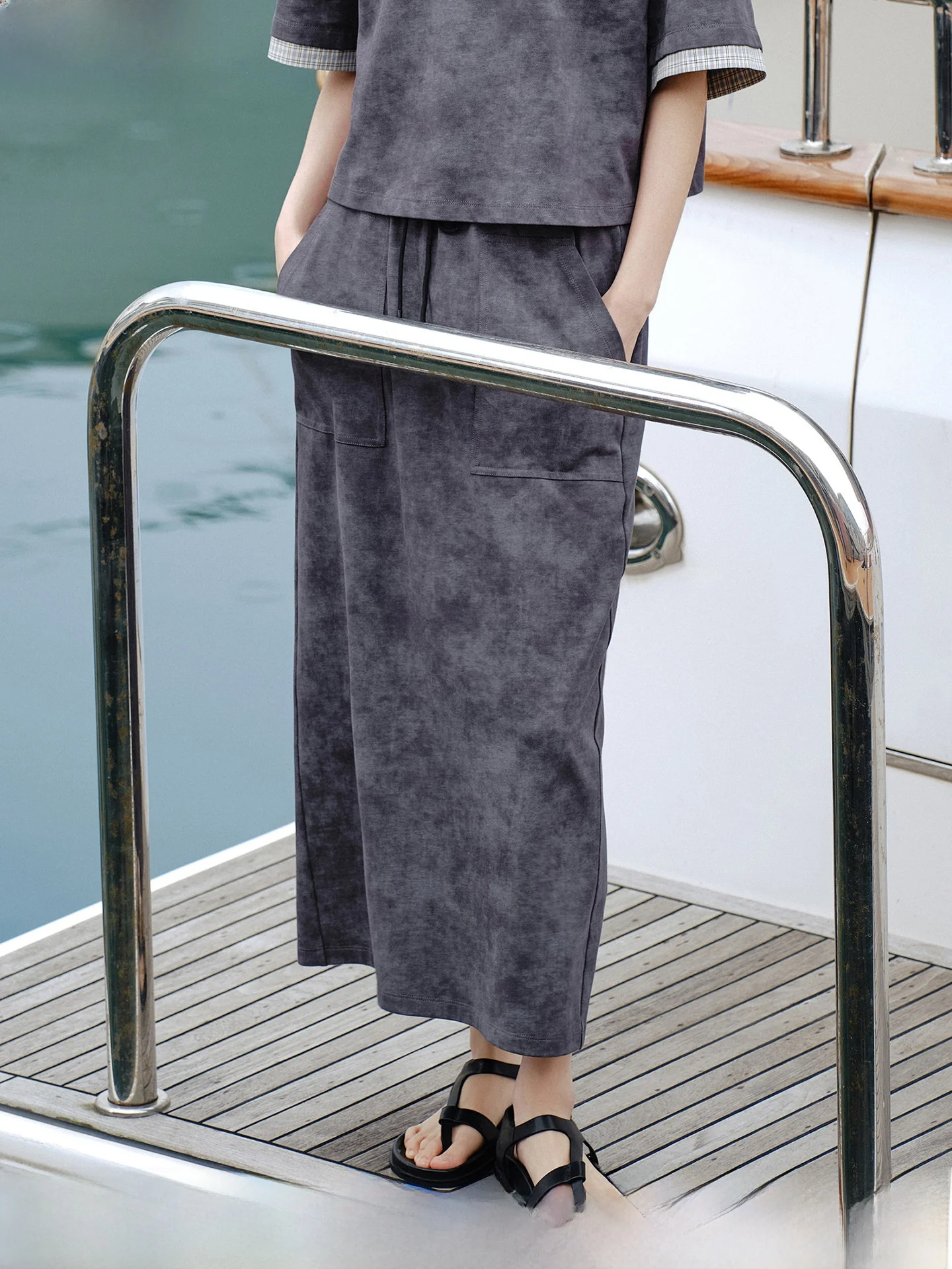 

Modern Chapter New Chinese Style Dyed Skirt Women's High Waist Slim Fit Pure Cotton Knitted A-Line Skirt Casual Wear