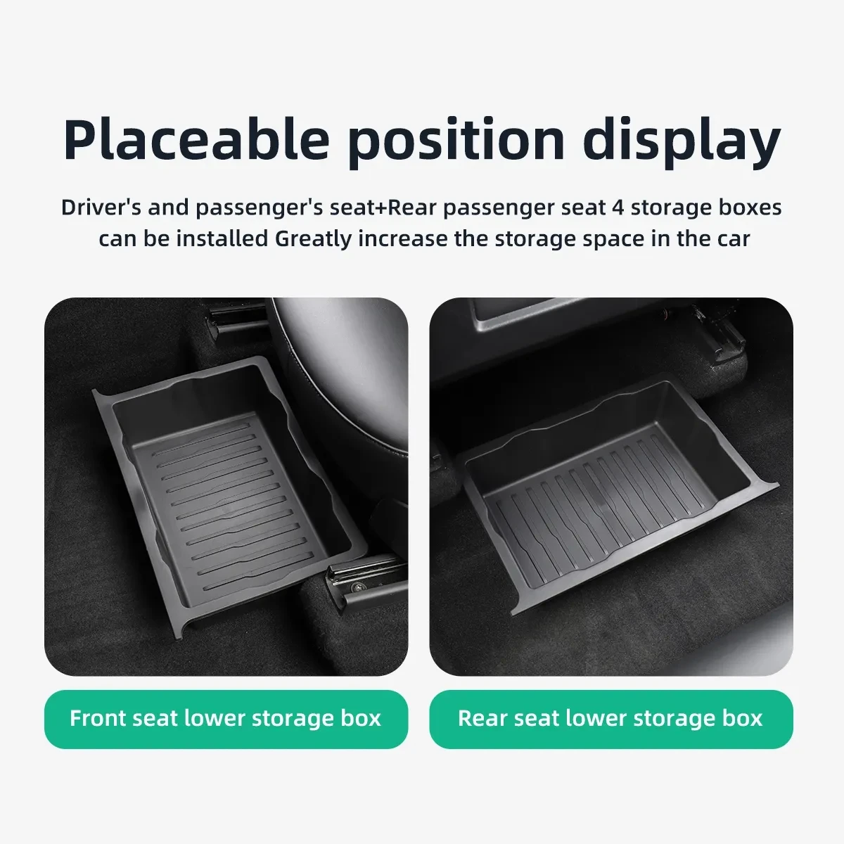 TPE Under Seat Storage Box For Tesla Model Y 2017-2024 Center Console Organizer Bins Front Backseat Bag Trash Tray Accessories