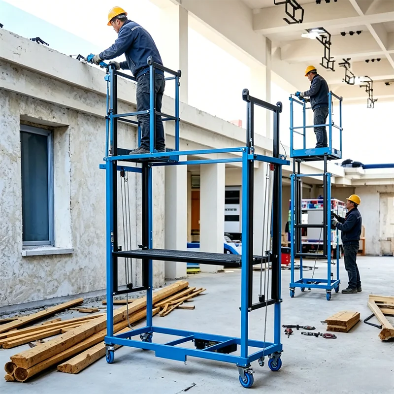 

11m Industrial Electric Lift Scaffolding 800kg Double Mast Stable Remote Scaffold for Factory Equipment Maintenance