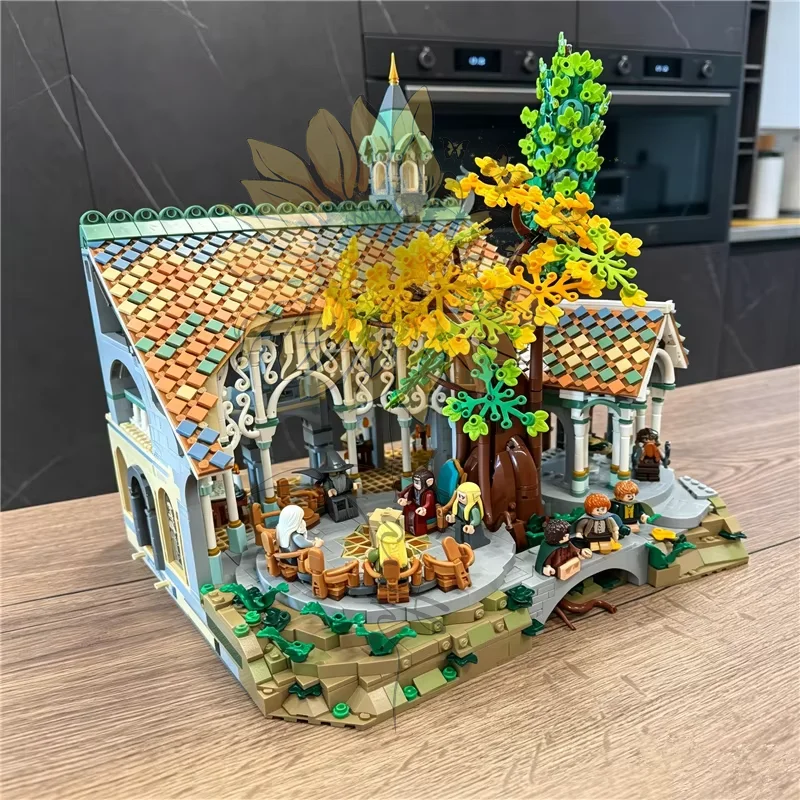 Super popular  6167 pcs Fantasy Elven Sanctuary Building Bricks Medieval Castle Model with Tree Waterfall Details Collectible