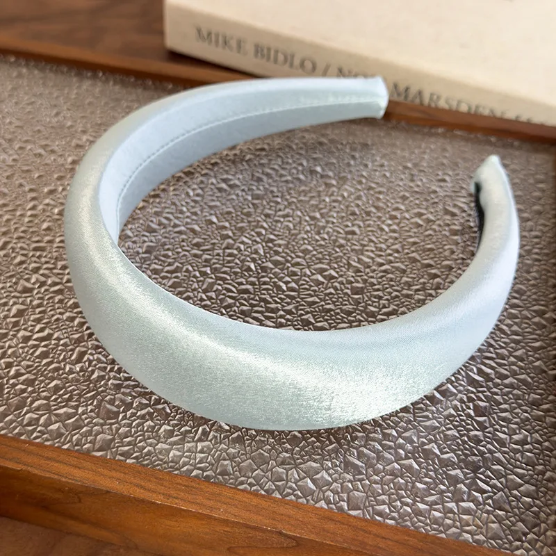 Spring/summer New Bright-coloured Satin Headbands 4cm Wide-Brimmed Sponge Hair Band Woman Temperament Hair Hoop Hair Accessories