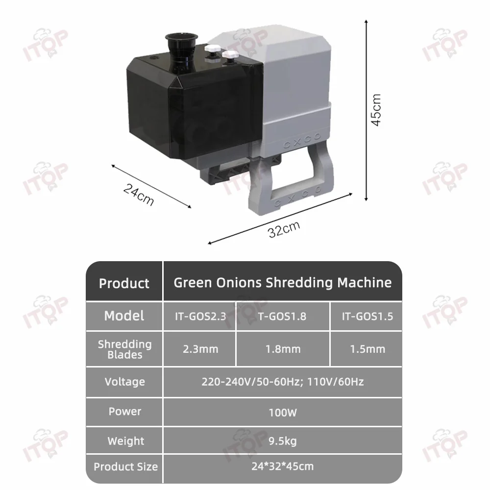 ITOP-Máquina De Corte Vegetal Elétrica, Cebolas Verdes Shredding Machine, Scallion Pepper Cutter, Desktop, Comercial