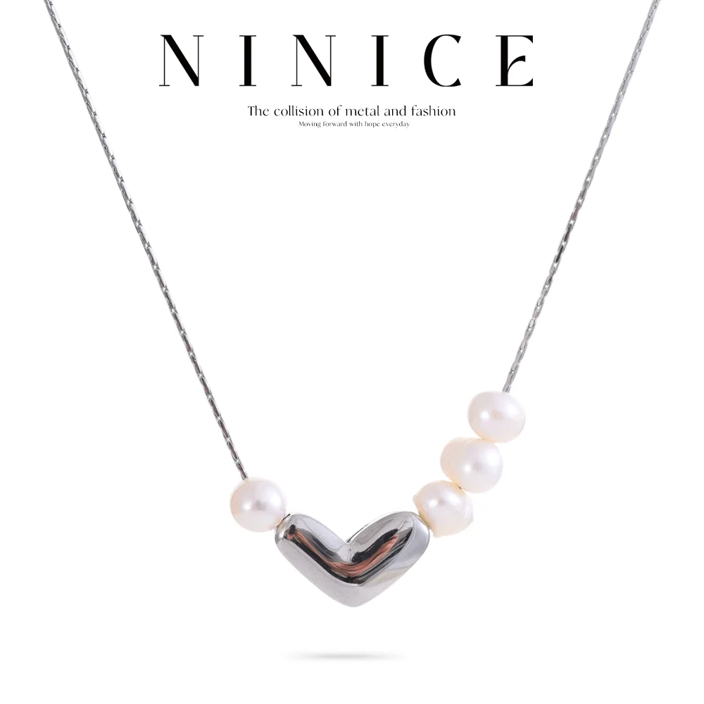 

NiNice ожерелья для женщин, устойчивые к атмосферным воздействиям ювелирные изделия из нержавеющей стали, без тускнения, натуральный жемчуг, кулон в форме сердца, выбранные ювелирные изделия