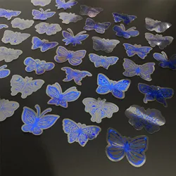 20 Pack Unique Deep Blue Butterfly Stickers - Transparent Adhesive for DIY Creative Projects