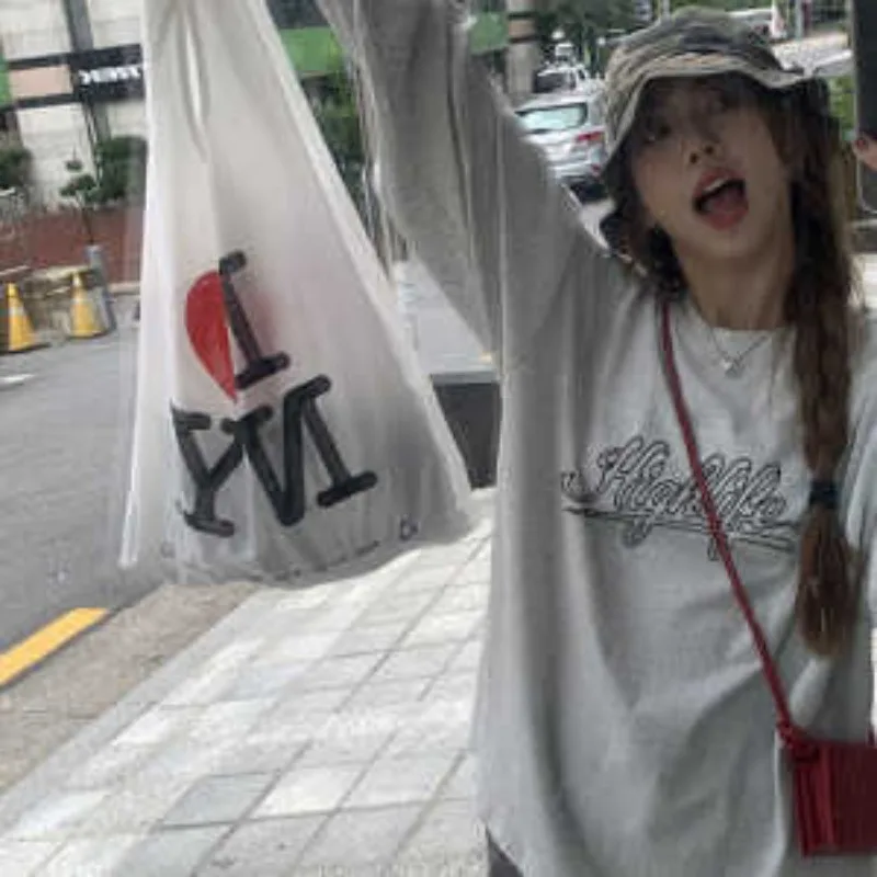 Basic Langarm Neues Bottoming Shirt Rundhals Reine Baumwolle Kordelzug Herbst und Winter Casual T-Shirt Trendiges Damen Top