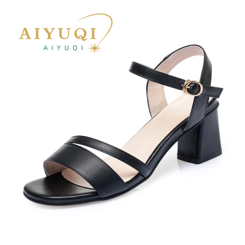 

AIYUQI Sandals Women High Heels 2024 New Anti Slip Roman Women Sandals Thick Heel Fashion Closed-toe Women Sandals