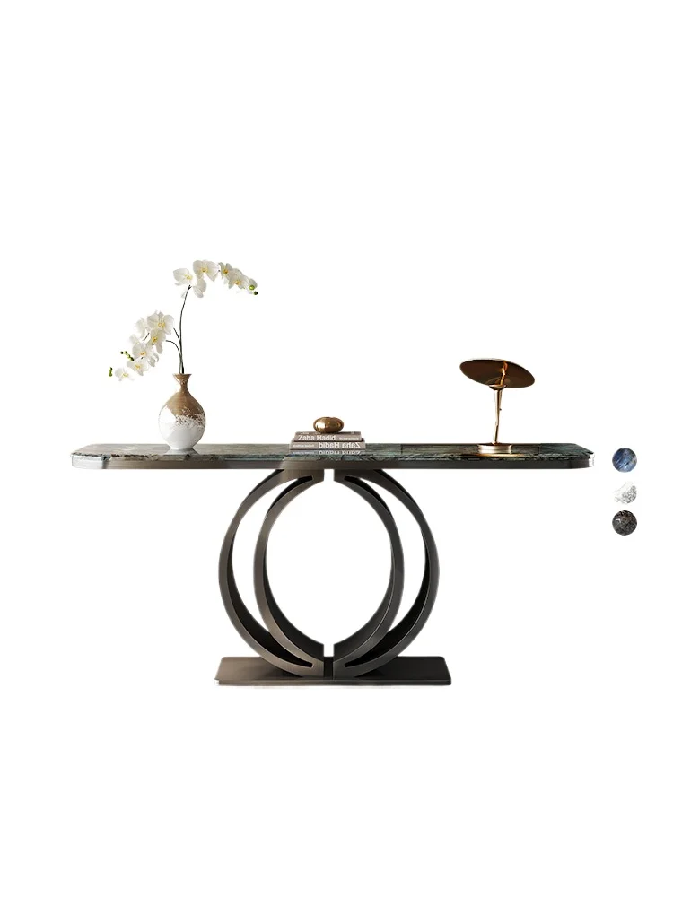 

Italian high-end entrance table Modern light luxury marble rock slab entrance platform against the wall