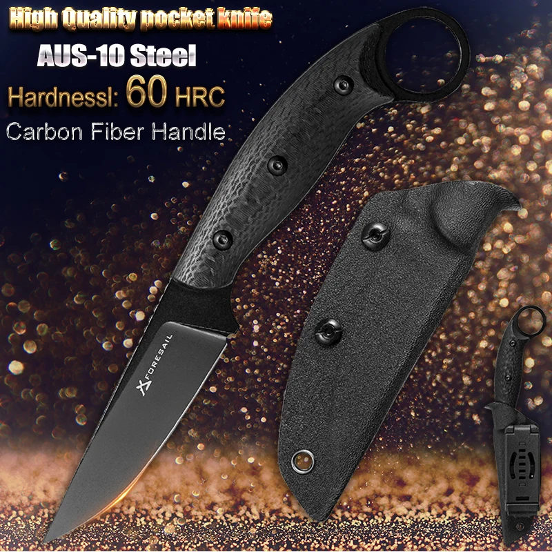 Fixed Knife Carbon Fiber Handle sharp VG10 Steel Tactical Survive Hunting Outdoor Kitchen Camping Hiking EDC Tool Portable Knive