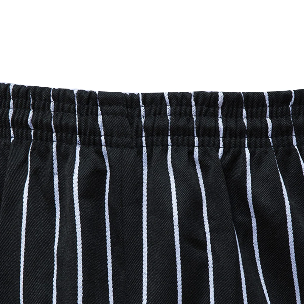 Chef Pants Men Baggy Cook Pant Waiter Uniform Wear-resistant Skin-friendly Cotton Cooking Clothes 2XL Black White Stripes
