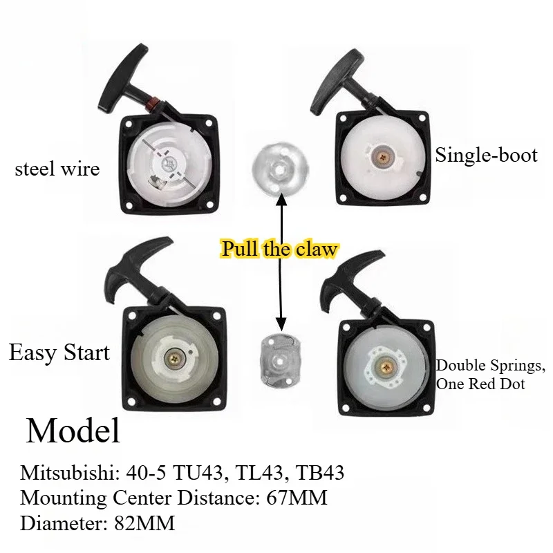 FMT For Mitsubishi 40-5 Pull-Type TU43 TL43 TB43 Starter Clutch (Wire Single/Easy Start) Replacement Part
