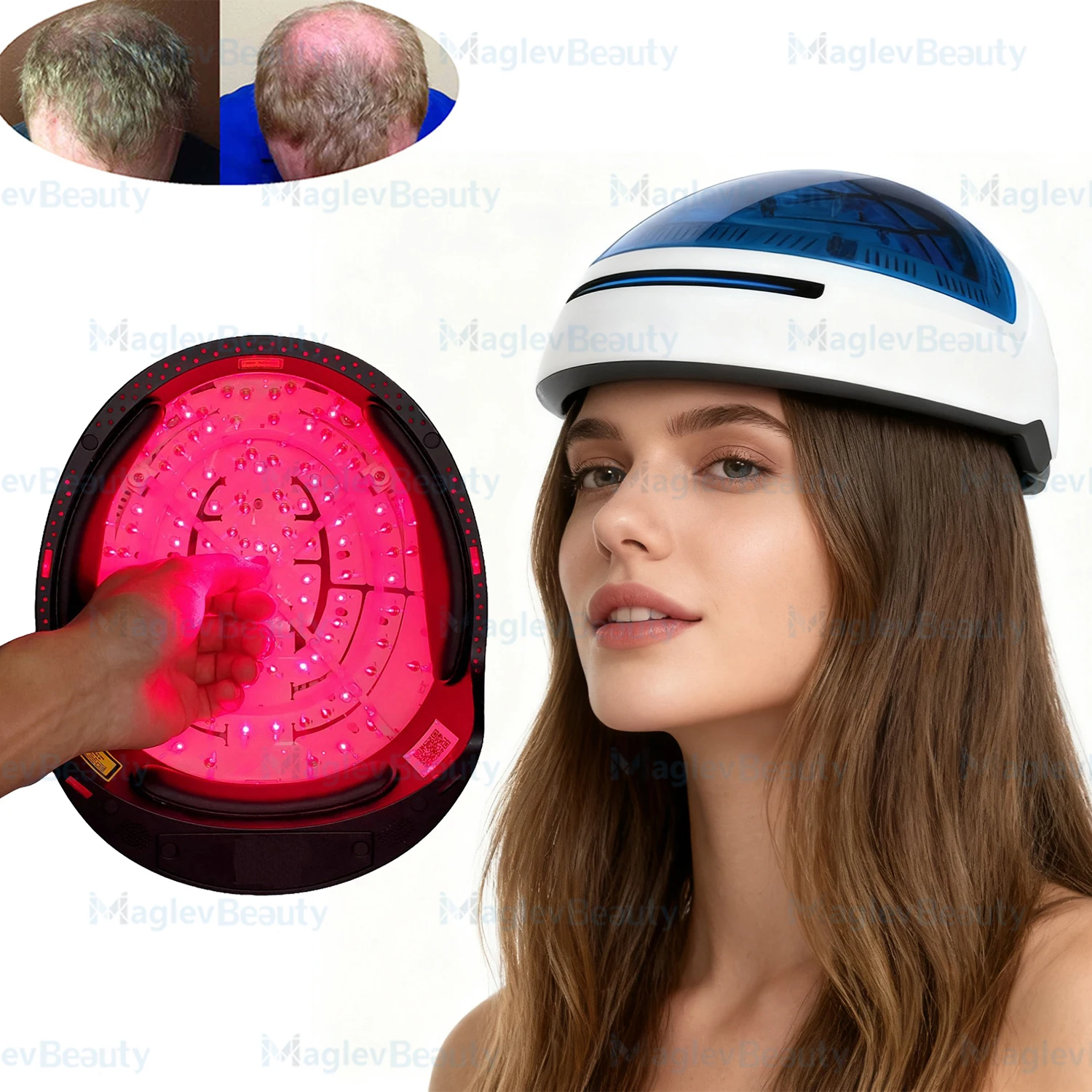 Newest Diode Laser Hair Growth Helmet Reduce Hair Loss Hair Growth Laser . Machine Scalp Care 655nm Red Light Laser Therapy