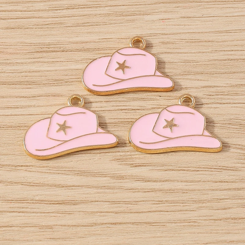 10pcs Cute Enamel Cowboy Boots Hat Charms Pendants for Jewelry Making DIY Drop Earrings Necklace Bracelets Handmade Crafts Gifts