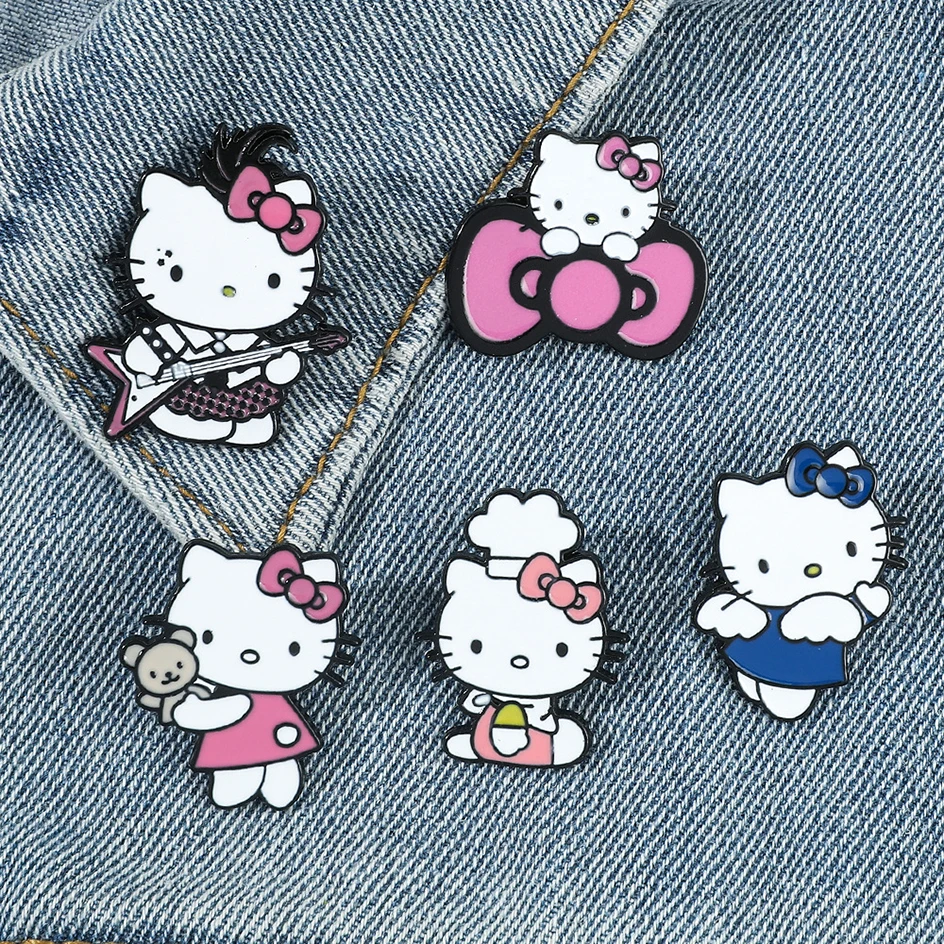 Sanrio Hello Kitty Lapel Pins For Backpacks Brooches Enamel Pin Anime Gift Kawaii Hellokitty Y2K Fashion Jewelry Accessories