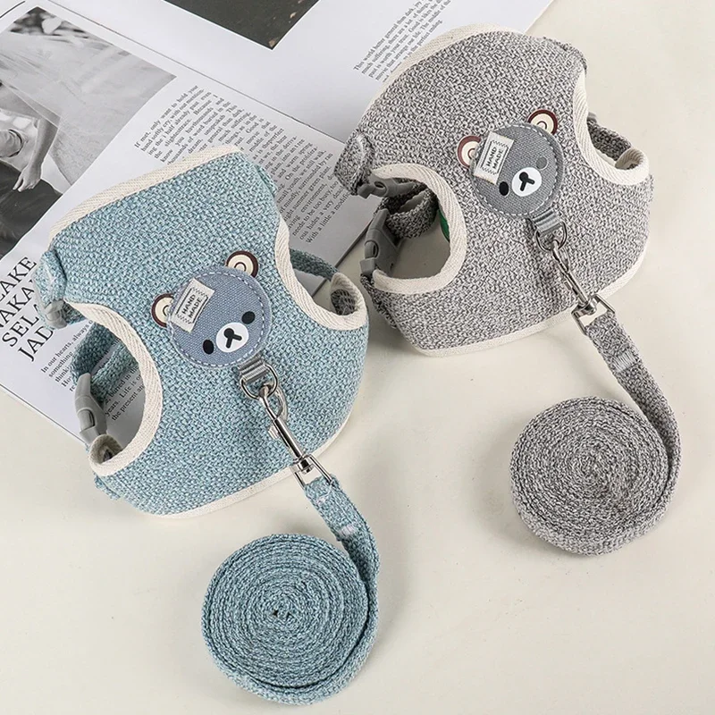 Cute Rabbit Harness Leash Set Bunny Pet Accessories Small Pet Carrier Teddy Bear Cat Leash Rabbit Collar  Rabbit Accessories